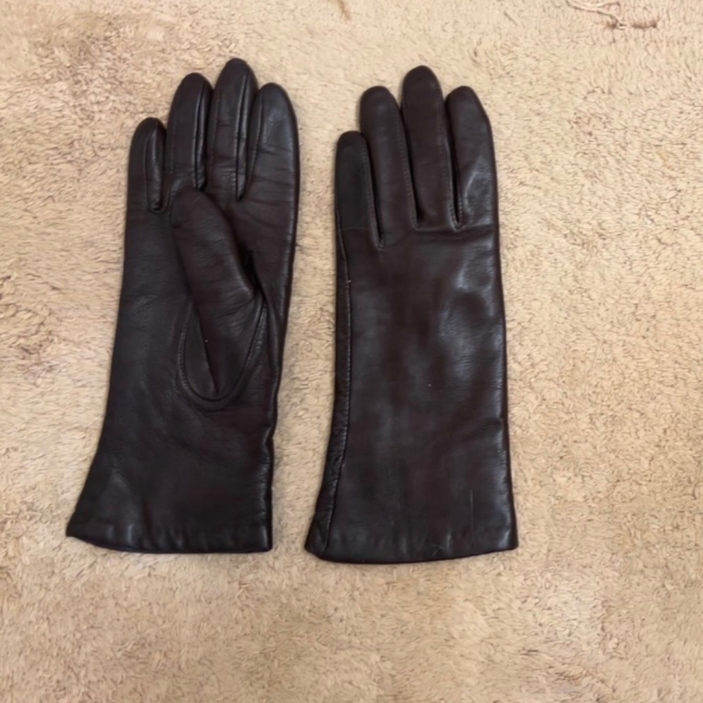 New isotoner leather cashmere brown gloves 6.5
